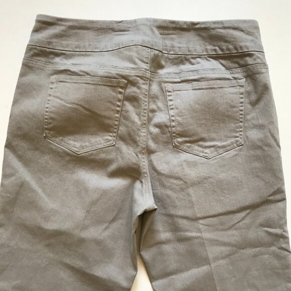 Slim Sation Pull On Crop Cropped Pants Womens 14 Gray High Hem Slimming Stretch - Picture 8 of 9